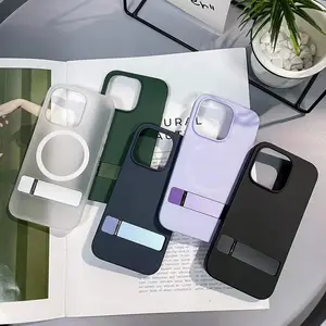 Casing ponsel kulit matte, cocok untuk iPhone14 15promax braket strip tidak terlihat magnetik 13promax, casing ponsel lipat