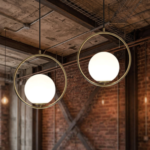 Lámpara de araña colgante, lámpara colgante de techo moderna dorada con cable ajustable de vidrio blanco, luz de techo para dormitorio, luz colgante - Product Image 1