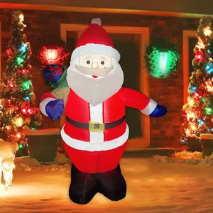 ギフトバッグ付き4フィートクリスマスサンタLED照明付き装飾品クリスマスデコレーション用品用インフレータブルサンタ