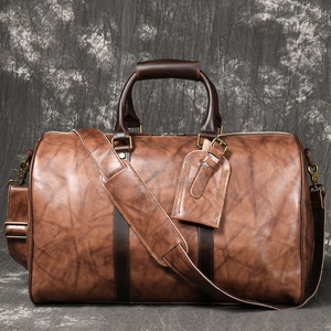 Bolsa de Viaje de Cuero Vacuno Natural con Logotipo Personalizado, Gran Capacidad, Impermeable, Unisex, Correa Ajustable, Bolsa de Equipaje para Fin de Semana - Product Image 1