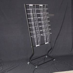 Bookstore Retail Movable Metal Magazine Comic Book Shelf Stand Display Literature Display Rack With Wheels