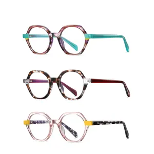 Moda clásica combinación tonos gafas ópticas marco marca diseñador alta calidad acetato gafas logotipo personalizado