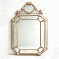 JINS Grande œuvre d'art en techniques mixtes, Miroir classique, Miroir antique, Miroir vintage, Peinture sur verre, Décoration murale moderne