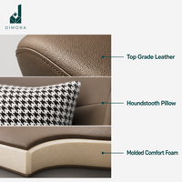 Fauteuil de Visiteur de Luxe en Cuir Rembourré avec Coussin à Carreaux et Base Ronde en Métal – Idéal pour Bureau de Direction, Réception et Hall d'Accueil