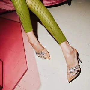 Chaussures de soirée sexy pour femmes nouveau style zapatos de mujer sandales pointues à <span class=keywords><strong>bride</strong></span> arrière talons hauts strass creux stilittlos pantoufle - Product Image 4