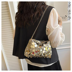 Wholesale Sparkle <b>Woman</b> Party <b>Bags</b> Luxury Sequin Handbag Fashion Chic Small Shoulder <b>Bag</b> with <b>Gold</b> Silver Paillettes - Product Image 1