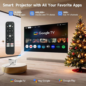 Projecteur LED intelligent compatible <span class=keywords><strong>Google</strong></span> TV avec <span class=keywords><strong>correction</strong></span> automatique de la distorsion trapézoïdale, 500 lumens, compatible 4K, utilisation portable pour home cinéma - Product Image 3