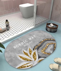 Atacado Diatom Mud Custom 3D Impresso Quick Dry Absorvente Banho Mat Moderno Anti-Slip Tapete Do Banheiro Tapete para Casa