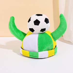 Plush Soccer <b>Bull</b> Horn Hat Foam Party <b>Costume</b> Headwear for Carnival Birthday Game Day Outdoor All-Season Adult - Product Image 1