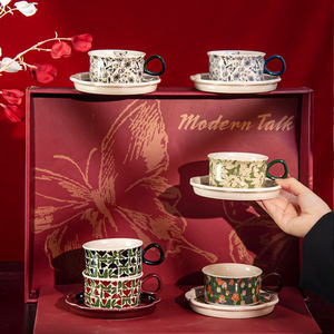 Ensemble de tasses à café et à thé en céramique de luxe moderne, style design classique, boîte cadeau pour la famille, <span class=keywords><strong>les</strong></span> mariages et <span class=keywords><strong>les</strong></span> fiançailles - Product Image 4