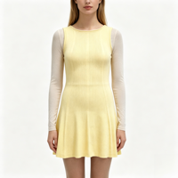 Robe pull sans manches en tricot moelleux jaune pour femme, personnalisée OEM & ODM, de haute qualité, par Trinity