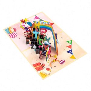 Carte de vœux en papier 3D pop-up faite à la main avec un design arc-en-ciel, unique pour les enfants, les amis, la famille, les anniversaires, les fêtes - Product Image 2