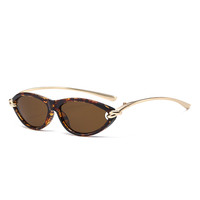 Gafas de Sol de Moda con Marco Pequeño Estilo Ojo de Gato, Patillas Metálicas Anudadas, Diseño Único para Mujer