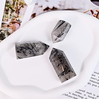 Bulk Sell Heils tein Hochwertiger hand polierter Hexagon Black Rutile Quartz Natural Crystal Tower Point für Energie