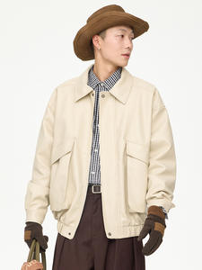 Nouveau Vente <span class=keywords><strong>en</strong></span> gros sur mesure Veste <span class=keywords><strong>en</strong></span> <span class=keywords><strong>cuir</strong></span> uni d'automne de haute qualité Manteaux coupe-vent décontractés pour hommes de grande taille - Product Image 4