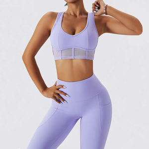 Factory <span class=keywords><strong>Outlet</strong></span> Traje de Yoga de secado rápido para <span class=keywords><strong>mujer</strong></span> Tallas grandes Conjuntos de <span class=keywords><strong>fitness</strong></span> de 2 piezas Leggings con bolsillo - Product Image 2