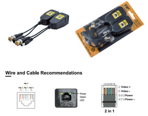 Vente en gros 300 mètres 8MP 2 en 1 vidéo + alimentation CCTV vidéo Balun <span class=keywords><strong>BNC</strong></span> convertisseur <span class=keywords><strong>Rj45</strong></span> transmetteur à paire torsadée pour système de caméra IP - Product Image 6