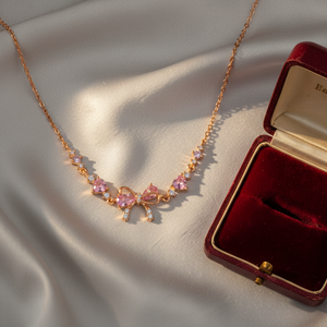 Nuovo Braccialetto con Zirconi Rosa, Grazioso Bracciale con Cuore in Zirconi, Regalo di San Valentino in Oro e Argento, Gioiello Charm con Fiocco per Donne - Product Image 3