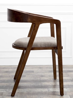 Chaise de salle à manger en bois massif et cuir antique avec accoudoirs pour la maison, le bar, l'hôtel, l'appartement, les salles à manger