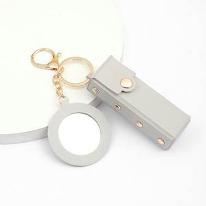 Thời trang dễ thương da son môi trường hợp son môi Túi <span class=keywords><strong>Keychain</strong></span> với Mini make <span class=keywords><strong>up</strong></span> gương Chapstick <span class=keywords><strong>Keychain</strong></span> chủ trang điểm phụ kiện - Product Image 1