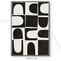 Peinture abstraite géométrique noir et blanc sur toile pour la décoration de la maison