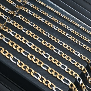 Collier chaîne Figaro en acier inoxydable, maillons cubains polis, rapport 3:1, bijoux DIY, accessoire de mode, usage quotidien - Product Image 2