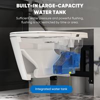 WC intelligent suspendu mural allongé avec télécommande, siège chauffant, réservoir intégré, siphon en S, réservoir dissimulé pour petits espaces