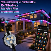 Kit de Lumières de Noël Extérieures 24V 36V IP68 Blanc Chaud Wi-Fi, Système de Rail de Décoration de Façade 30mm RGBW, Source de Lumière Ponctuelle