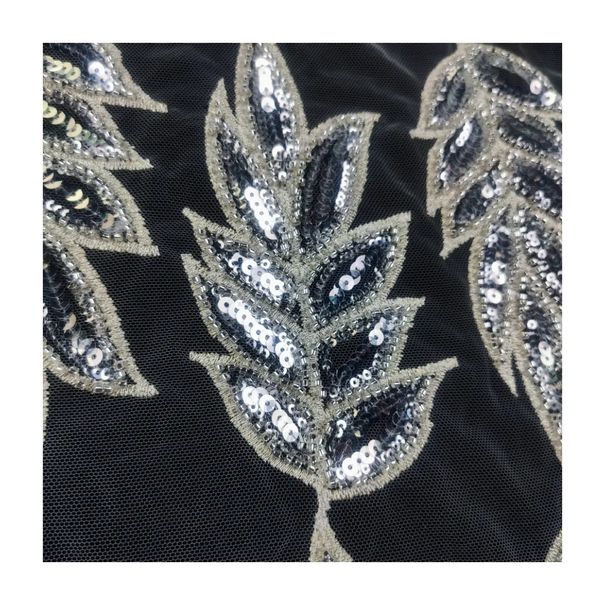 Giá bán buôn sequin đính cườm trắng ren vải thêu lá Phụ kiện cho Diy cô dâu mũ nón Wedding Dress quần áo cg073