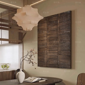 Pintura al Óleo de Estilo Vintage, Arte Mural Texturizado en 3D, Marco Marrón Oscuro, Impresionismo Rectangular, Decoración de Fondo para Sala de Estar y Sofá - Product Image 1