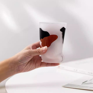 2026年流行产品 新品上市 玻璃器皿 脚形设计 猫爪杯 磨砂印花咖啡杯 - Product Image 6