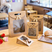 Caja de Embalaje de Papel Kraft Biodegradable con Cierre Adhesivo y Ventana Transparente, Bolsa de Regalo Portátil para Alimentos