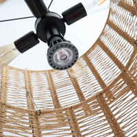 Lustre Boho, suspension en corde de chanvre en rotin tissé à la main, luminaires rétro en osier pour îlot de cuisine