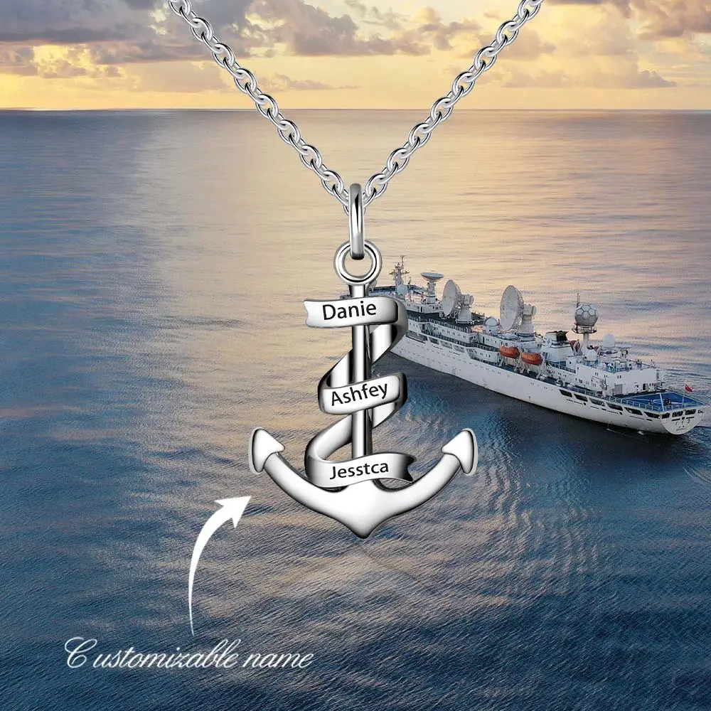 Dy Vakantie Cadeau Veelzijdige Gepersonaliseerde Naam Nautische Marine Anker Sieraden Voor Mannen Custom Anker Ketting