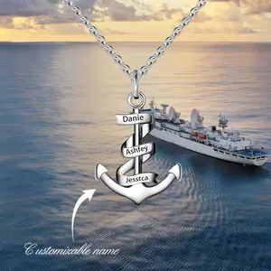 DY Holiday Gift Versatile Personalized Name Nautical Navy Anchor Jewelry for Men Custom Anchor Necklace