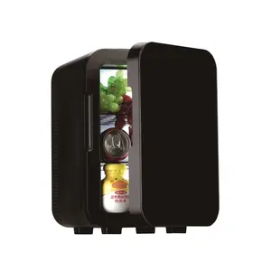 キャンプスキンケアミニ冷蔵庫用の黒いガラスドアポータブルカー冷蔵庫を備えた8L全身黒体