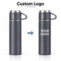 Ensemble cadeau thermos avec logo personnalisé, thermos en acier inoxydable de 500 ml avec 2 tasses, double paroi isolée, cadeau d'entreprise en gros