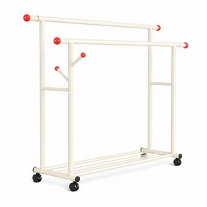 <span class=keywords><strong>Porte</strong></span>-manteaux robuste en métal avec cadre en acier tubulaire rond de 41 <span class=keywords><strong>cm</strong></span> de profondeur et quatre roulettes pour balcon, chambre et séchage du linge - Product Image 1