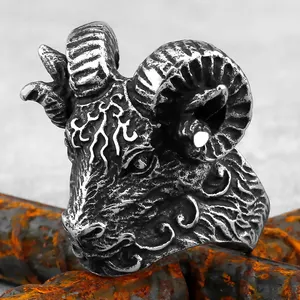 Stainless Steel Jewelry Mens Satan Sheep Rings Fashion Custom Rings Fashion Jewelry Wholesale Male Rings