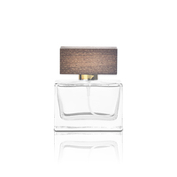 Flacon de parfum rectangulaire vide personnalisé de 50 ml, flacon vaporisateur de luxe de 30 ml avec bouchon en bois