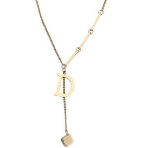 2023 ожерелье из титановой стали, Женская ниша, роскошная простая буква D, модная 18-каратная Золотая длинная цепочка, ожерелье для женщин - Product Image 5