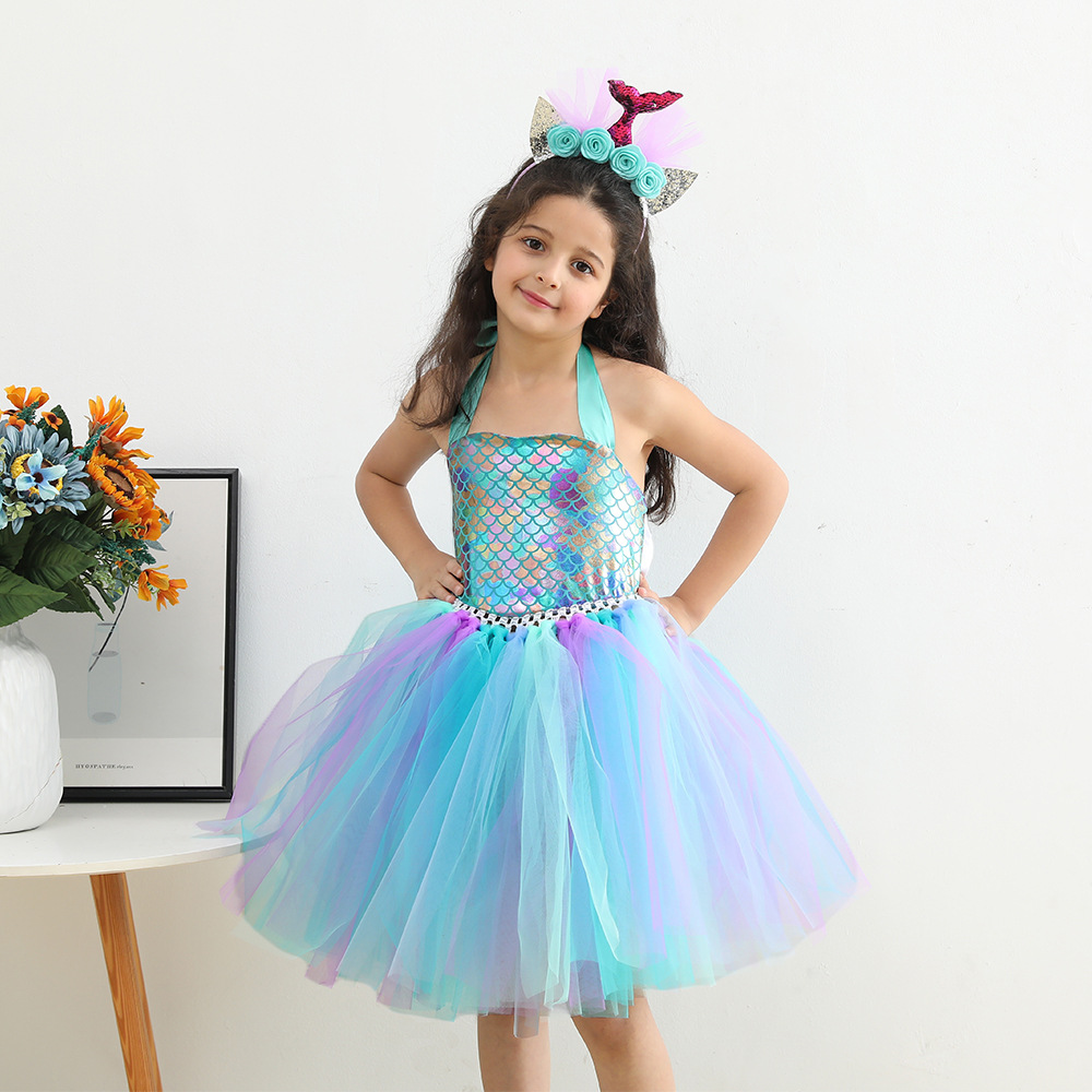 Ecowalson Girls Little Mermaid Dress - Perfect Halloween Costume