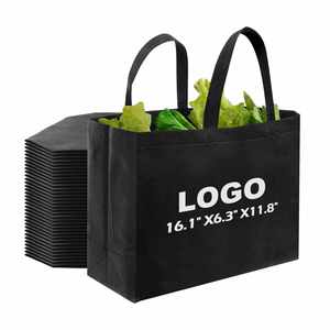 Cheap Supermarket Reusable Foldable Ultrasonic Tote Oversized <b>Black</b> Custom Shopping <b>Bags</b> 80 Gsm Non Woven - Product Image 1