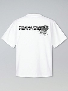 T-shirt blanc avec imprimé œil-rétro sur le dos, unisexe, personnalisable. F10 - Product Image 2