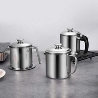 Séparateur de résidus de Pot à huile de cuisine en métal en acier inoxydable, crépine amovible, huileur avec filtre