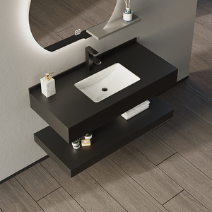 Bassin en marbre à Surface solide suspendue, <span class=keywords><strong>meuble</strong></span> de salle de bain rectangulaire en céramique à 2 couches à prix compétitif - Product Image 2