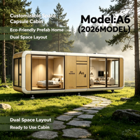 Capsule spatiale préfabriquée de luxe en acier, maisonnette modulaire à panneaux sandwich, porte, deux chambres, prête à l'emploi, maison de vacances pour complexe hôtelier