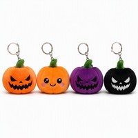 Pendentif/Porte-clés en peluche mini portable super doux, motif citrouille de dessin animé fantaisie pour Halloween, vente en gros de poupées et figurines de Chine