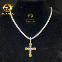 <strong>Best</strong> <strong>Selling</strong> Unique Elegant Luxury Jewelry Hip Hop 925 Sterling Silver VVS1 +Yellow <strong>Moissanite</strong> Diamond <strong>Cross</strong> Pendant Necklace