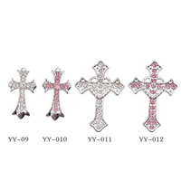 Rétro Croix Nail Charm Alliage Strass Croix Charmes Punk Gothique Nail Art Fournitures pour Acrylique Nail Décoration